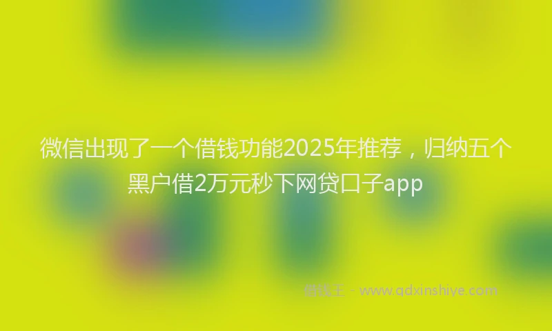 微信出现了一个借钱功能2025年推荐，归纳五个黑户借2万元秒下网贷口子app