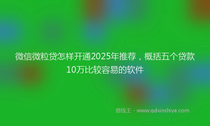 微信微粒贷怎样开通2025年推荐，概括五个贷款10万比较容易的软件