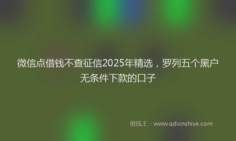微信点借钱不查征信2025年精选，罗列五个黑户无条件下款的口子