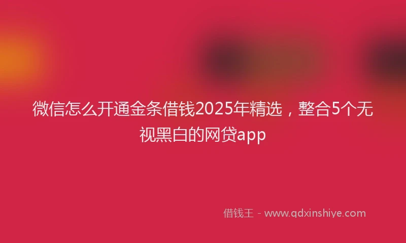 微信怎么开通金条借钱2025年精选，整合5个无视黑白的网贷app
