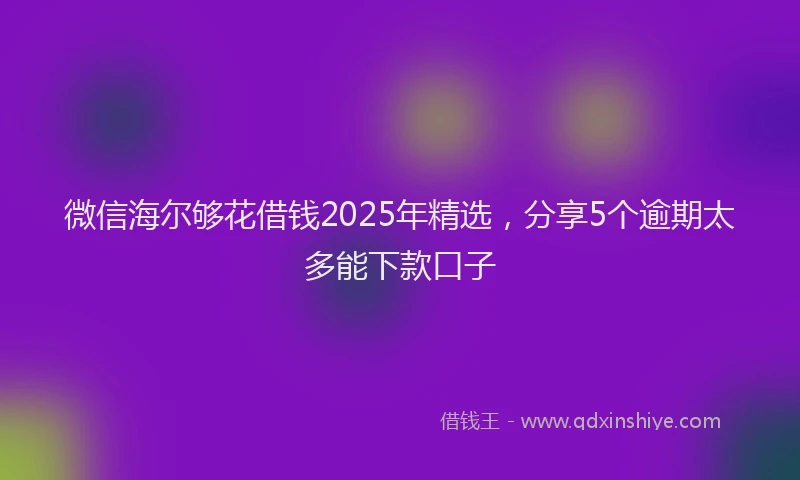 微信海尔够花借钱2025年精选，分享5个逾期太多能下款口子