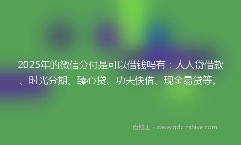 2025年的微信分付是可以借钱吗有：人人贷借款、时光分期、臻心贷、功夫快借、现金易贷等。