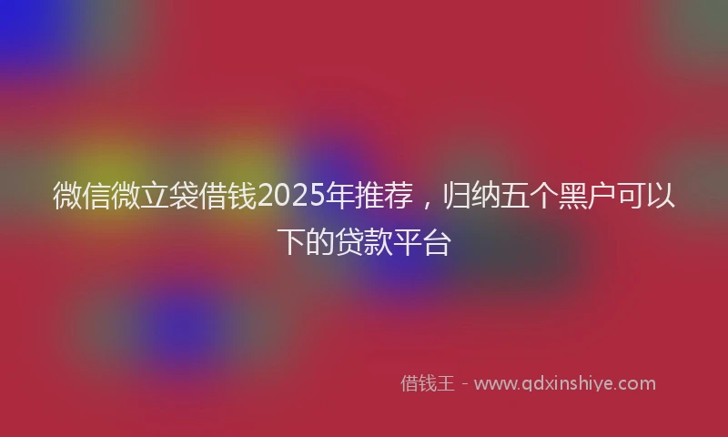 微信微立袋借钱2025年推荐，归纳五个黑户可以下的贷款平台
