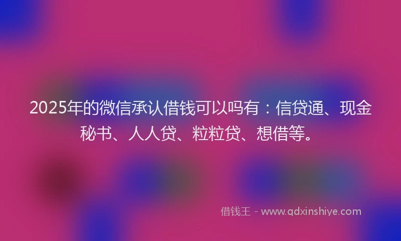 2025年的微信承认借钱可以吗有：信贷通、现金秘书、人人贷、粒粒贷、想借等。