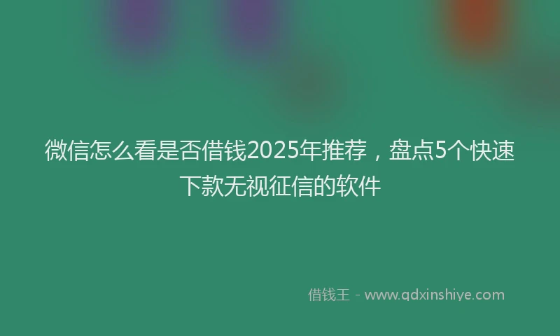 微信怎么看是否借钱2025年推荐，盘点5个快速下款无视征信的软件