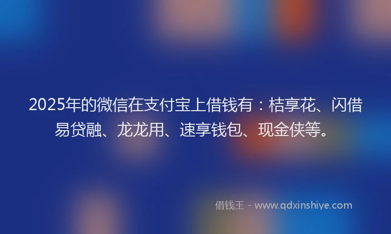 2025年的微信在支付宝上借钱有：桔享花、闪借易贷融、龙龙用、速享钱包、现金侠等。