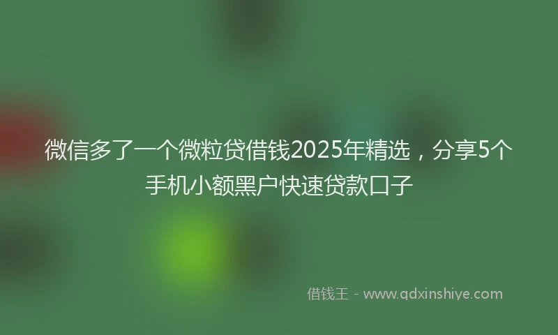 微信多了一个微粒贷借钱2025年精选，分享5个手机小额黑户快速贷款口子