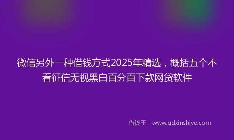 微信另外一种借钱方式2025年精选，概括五个不看征信无视黑白百分百下款网贷软件