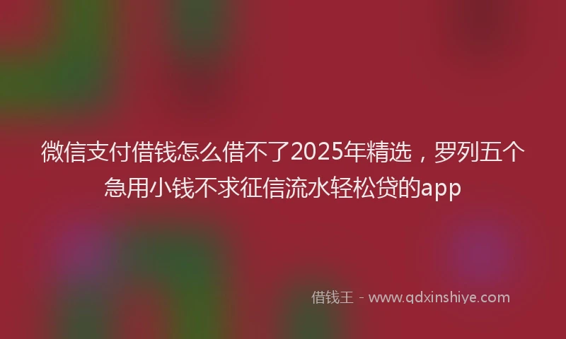 微信支付借钱怎么借不了2025年精选，罗列五个急用小钱不求征信流水轻松贷的app