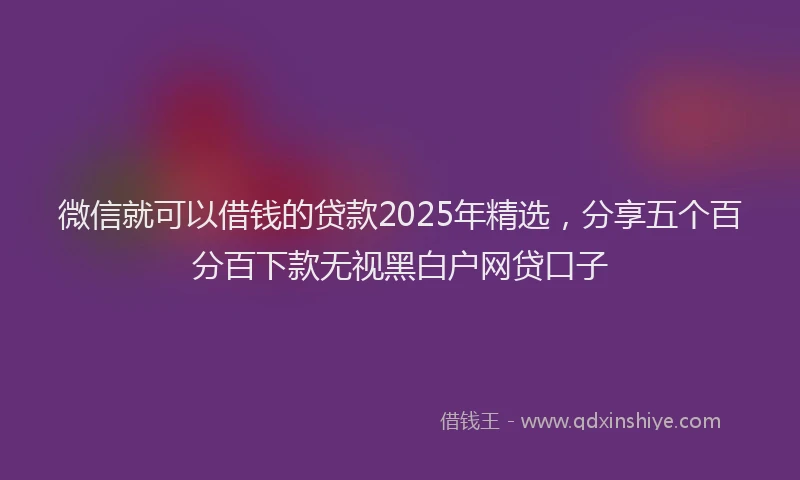 微信就可以借钱的贷款2025年精选，分享五个百分百下款无视黑白户网贷口子