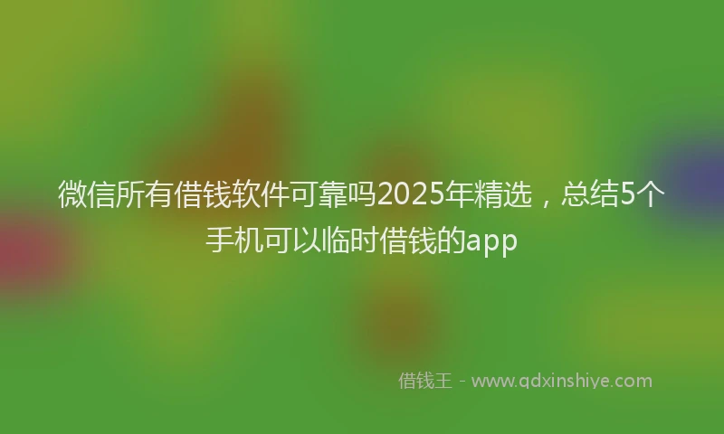 微信所有借钱软件可靠吗2025年精选，总结5个手机可以临时借钱的app