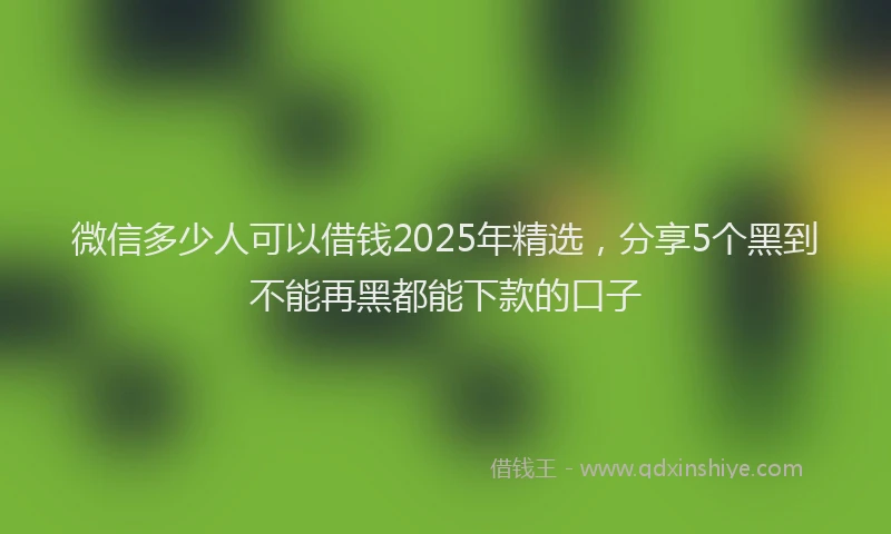 微信多少人可以借钱2025年精选，分享5个黑到不能再黑都能下款的口子