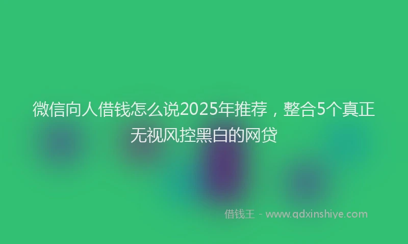 微信向人借钱怎么说2025年推荐，整合5个真正无视风控黑白的网贷
