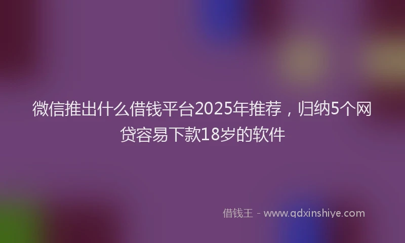 微信推出什么借钱平台2025年推荐，归纳5个网贷容易下款18岁的软件