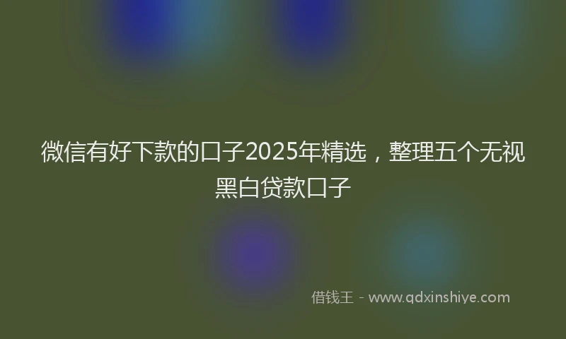 微信有好下款的口子2025年精选，整理五个无视黑白贷款口子