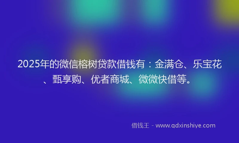 2025年的微信榕树贷款借钱有：金满仓、乐宝花、甄享购、优者商城、微微快借等。