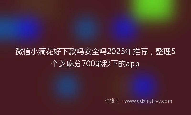 微信小滴花好下款吗安全吗2025年推荐，整理5个芝麻分700能秒下的app