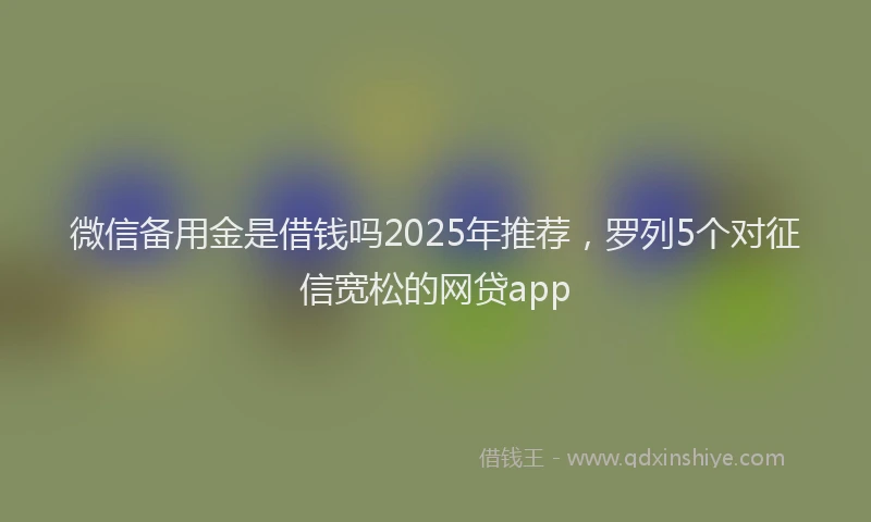 微信备用金是借钱吗2025年推荐，罗列5个对征信宽松的网贷app