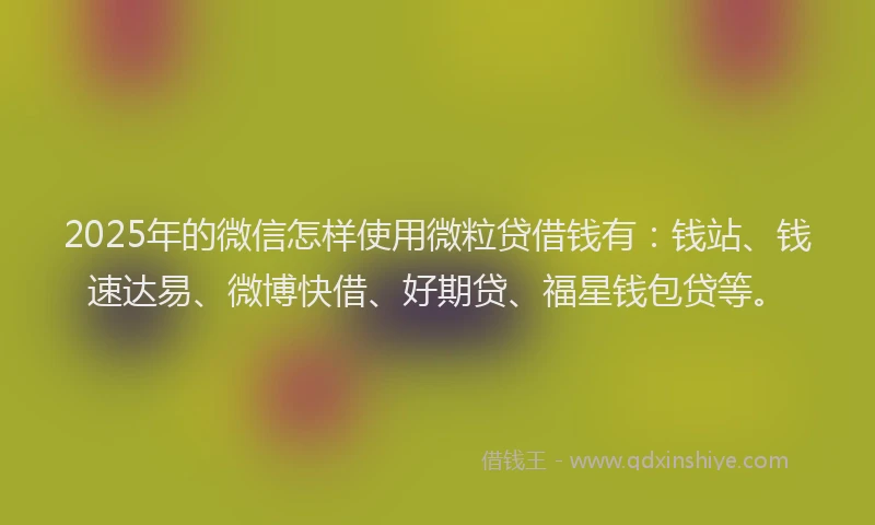 2025年的微信怎样使用微粒贷借钱有：钱站、钱速达易、微博快借、好期贷、福星钱包贷等。