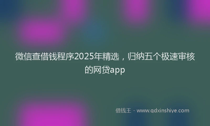 微信查借钱程序2025年精选，归纳五个极速审核的网贷app