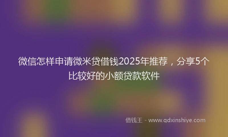 微信怎样申请微米贷借钱2025年推荐，分享5个比较好的小额贷款软件