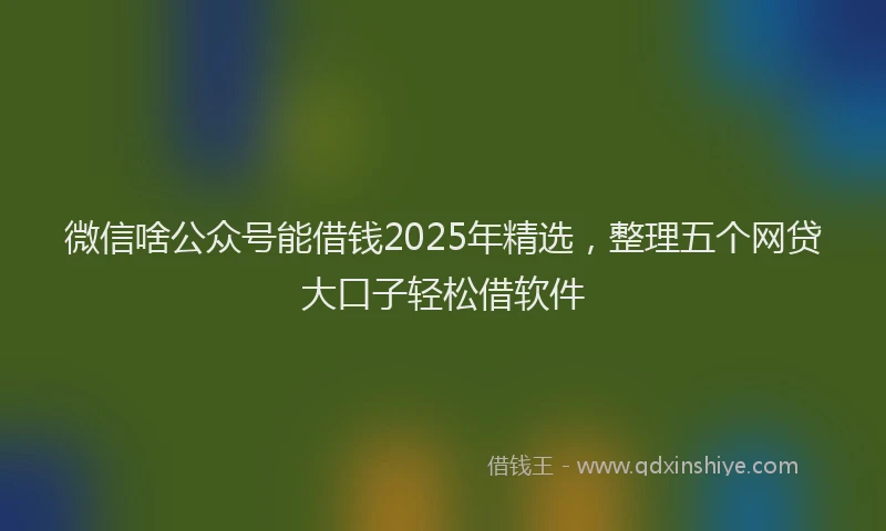微信啥公众号能借钱2025年精选，整理五个网贷大口子轻松借软件