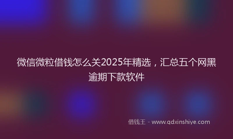 微信微粒借钱怎么关2025年精选，汇总五个网黑逾期下款软件