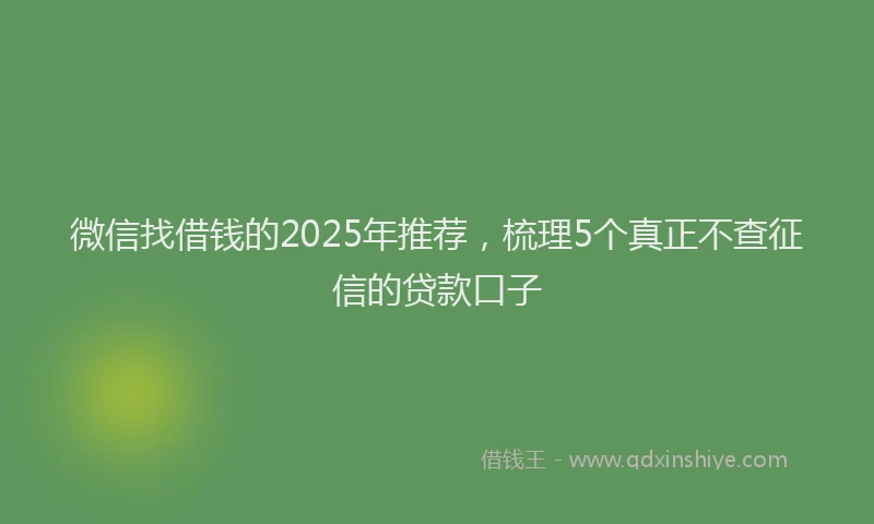 微信找借钱的2025年推荐，梳理5个真正不查征信的贷款口子