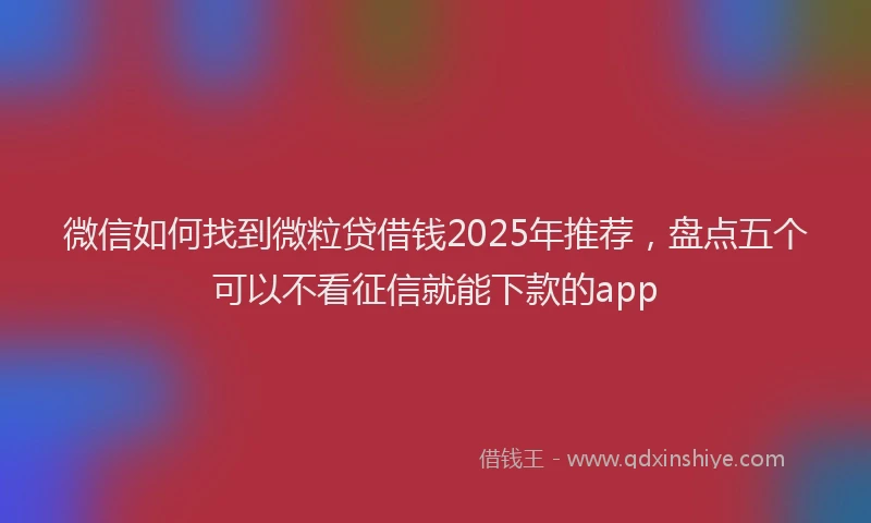 微信如何找到微粒贷借钱2025年推荐，盘点五个可以不看征信就能下款的app