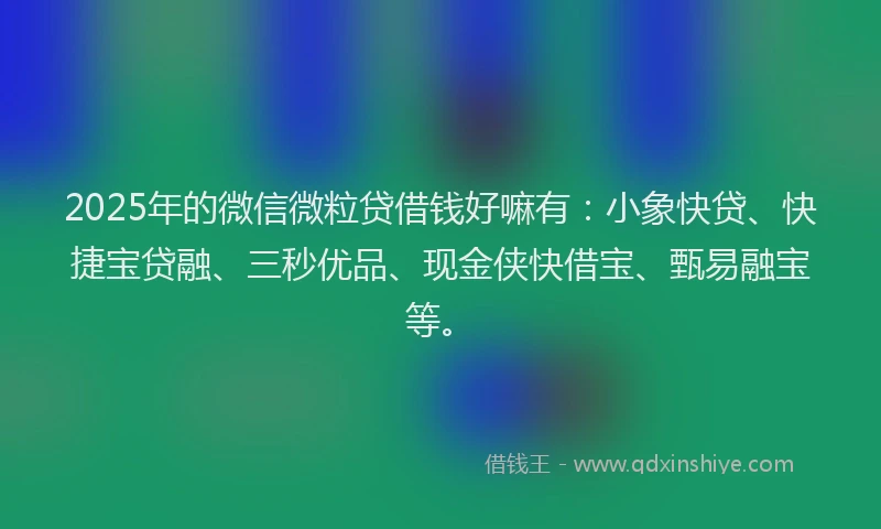 2025年的微信微粒贷借钱好嘛有：小象快贷、快捷宝贷融、三秒优品、现金侠快借宝、甄易融宝等。
