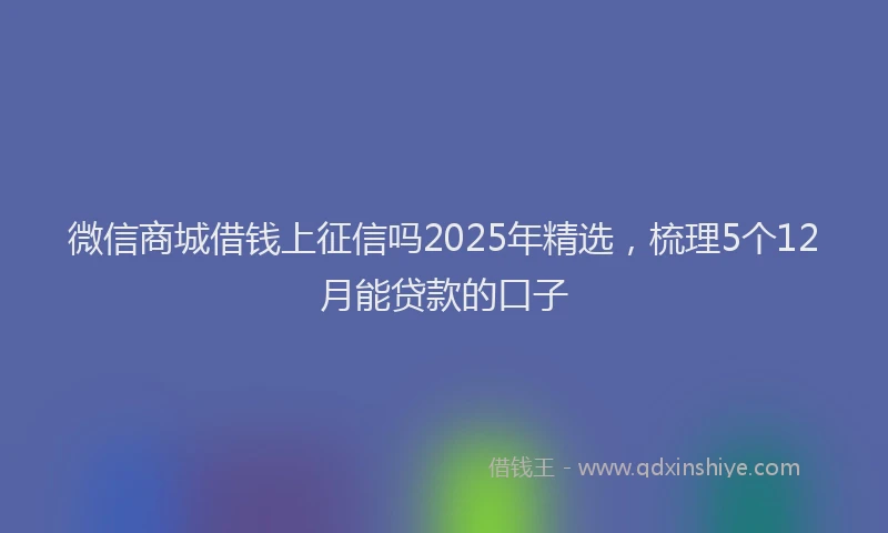 微信商城借钱上征信吗2025年精选，梳理5个12月能贷款的口子