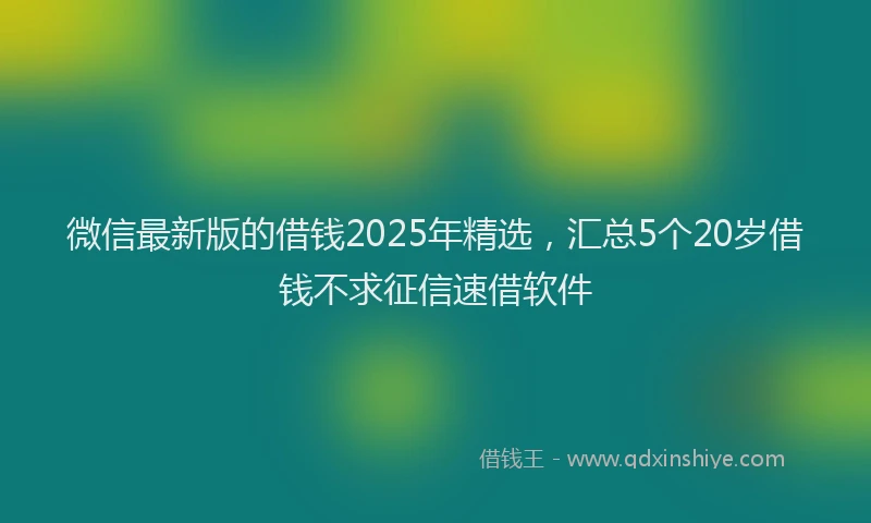微信最新版的借钱2025年精选，汇总5个20岁借钱不求征信速借软件