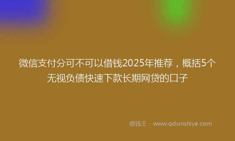 微信支付分可不可以借钱2025年推荐，概括5个无视负债快速下款长期网贷的口子