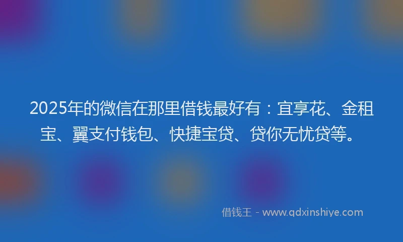 2025年的微信在那里借钱最好有：宜享花、金租宝、翼支付钱包、快捷宝贷、贷你无忧贷等。