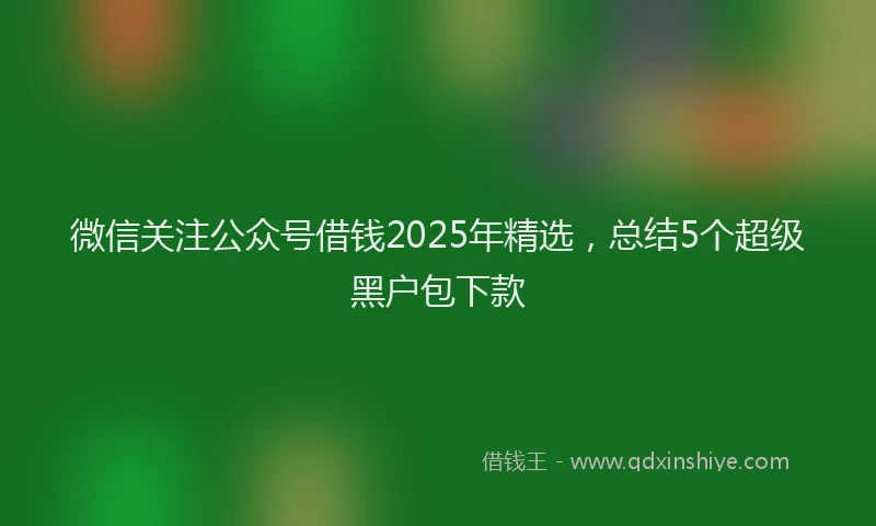 微信关注公众号借钱2025年精选，总结5个超级黑户包下款