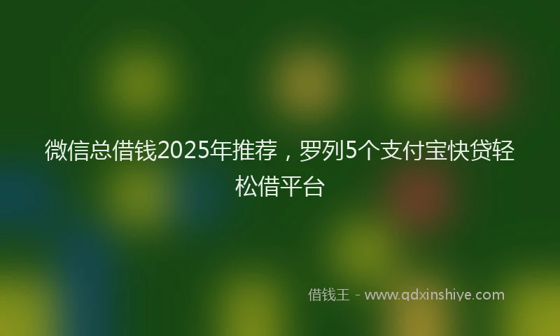 微信总借钱2025年推荐，罗列5个支付宝快贷轻松借平台