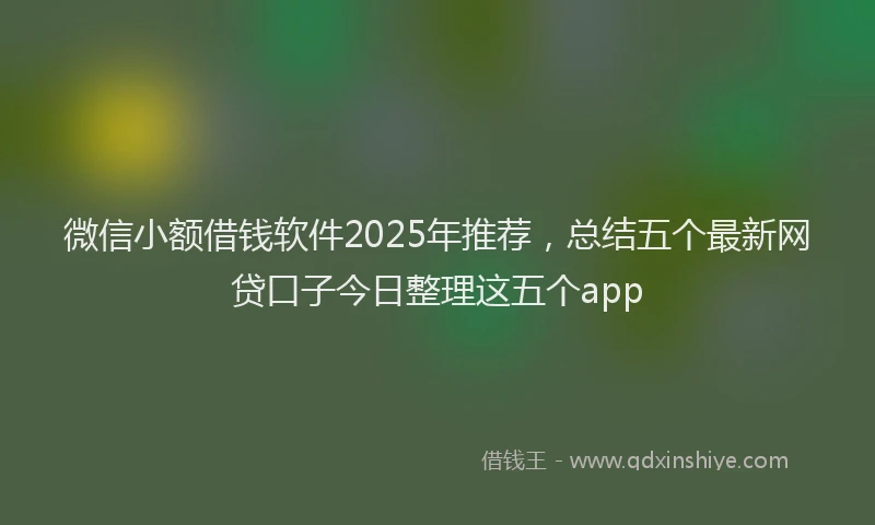 微信小额借钱软件2025年推荐，总结五个最新网贷口子今日整理这五个app