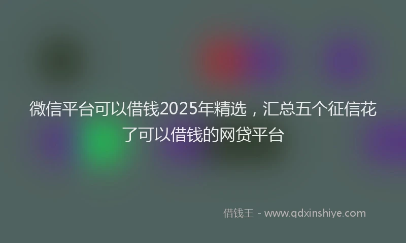 微信平台可以借钱2025年精选，汇总五个征信花了可以借钱的网贷平台