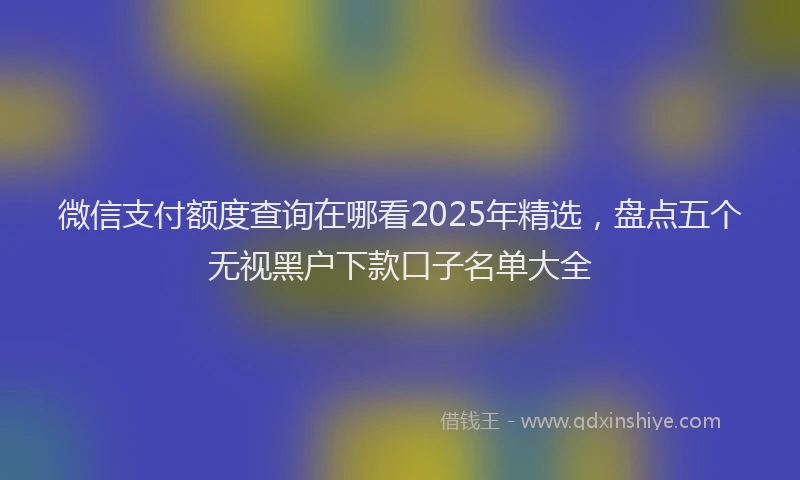 微信支付额度查询在哪看2025年精选，盘点五个无视黑户下款口子名单大全