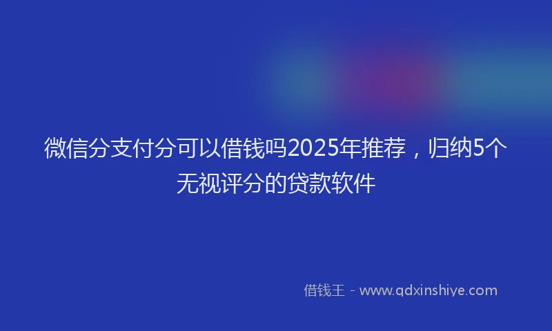 微信分支付分可以借钱吗2025年推荐，归纳5个无视评分的贷款软件