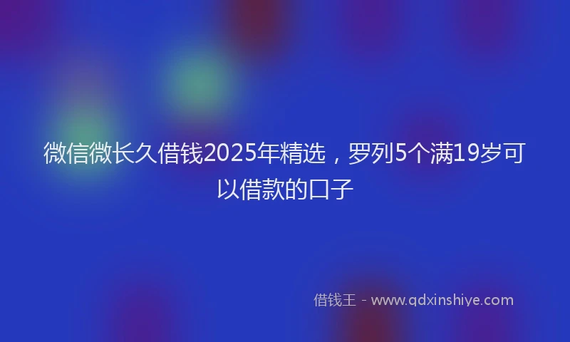 微信微长久借钱2025年精选，罗列5个满19岁可以借款的口子