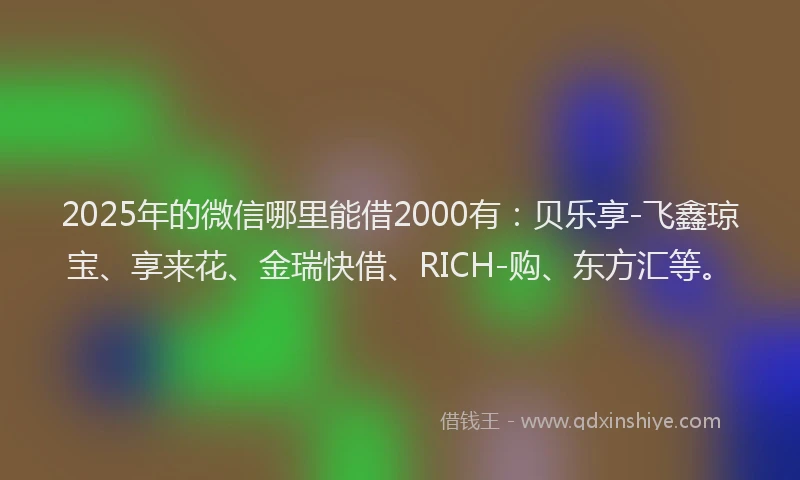 2025年的微信哪里能借2000有：贝乐享-飞鑫琼宝、享来花、金瑞快借、RICH-购、东方汇等。