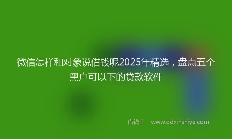微信怎样和对象说借钱呢2025年精选，盘点五个黑户可以下的贷款软件