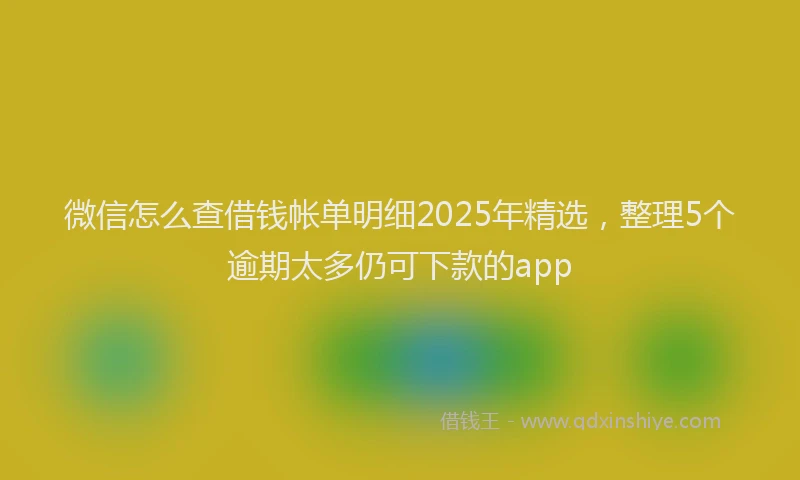 微信怎么查借钱帐单明细2025年精选，整理5个逾期太多仍可下款的app