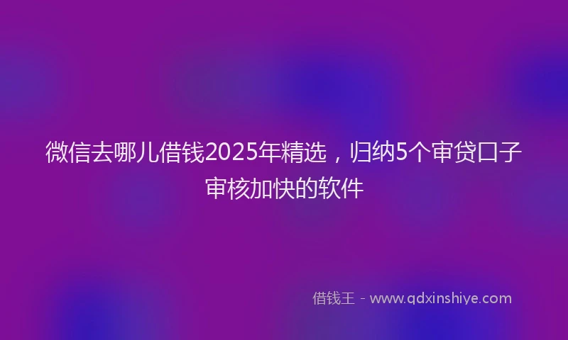 微信去哪儿借钱2025年精选，归纳5个审贷口子审核加快的软件