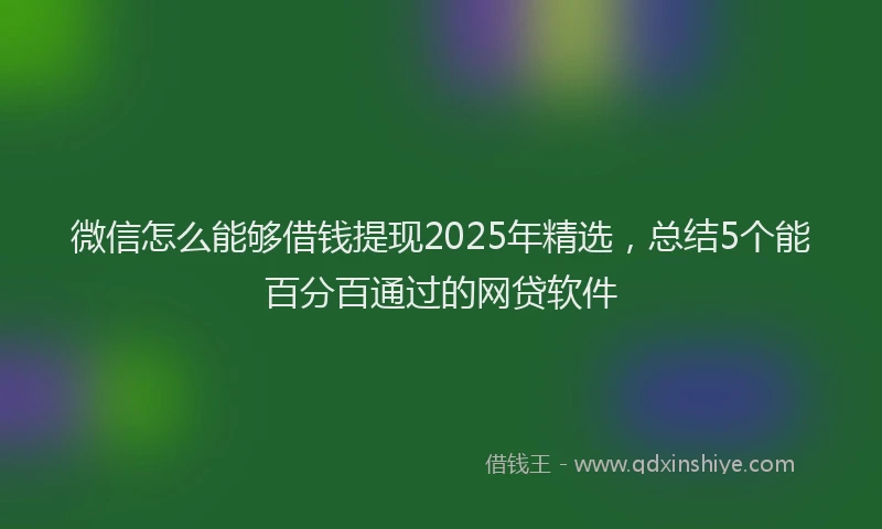微信怎么能够借钱提现2025年精选，总结5个能百分百通过的网贷软件