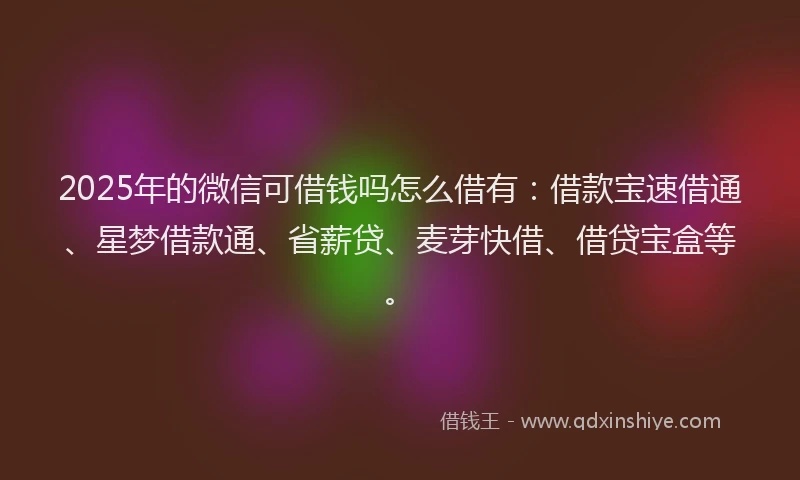 2025年的微信可借钱吗怎么借有：借款宝速借通、星梦借款通、省薪贷、麦芽快借、借贷宝盒等。