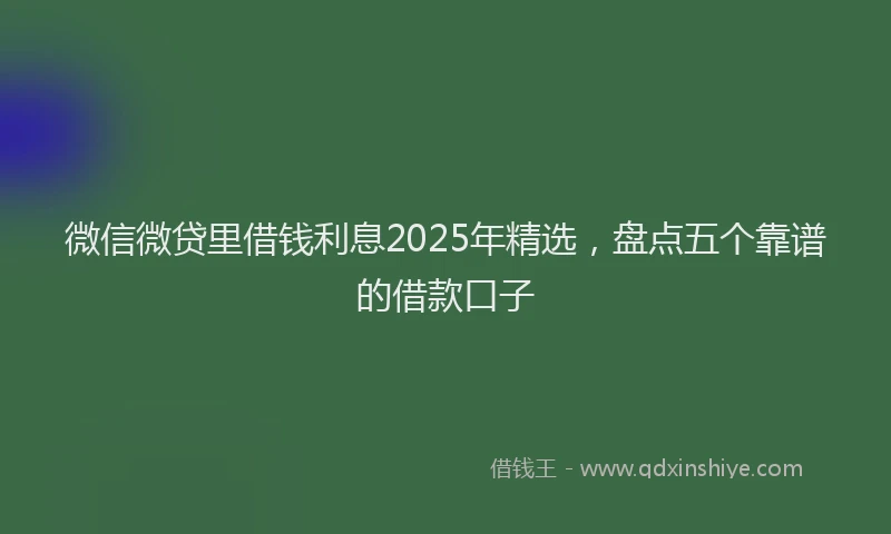 微信微贷里借钱利息2025年精选，盘点五个靠谱的借款口子