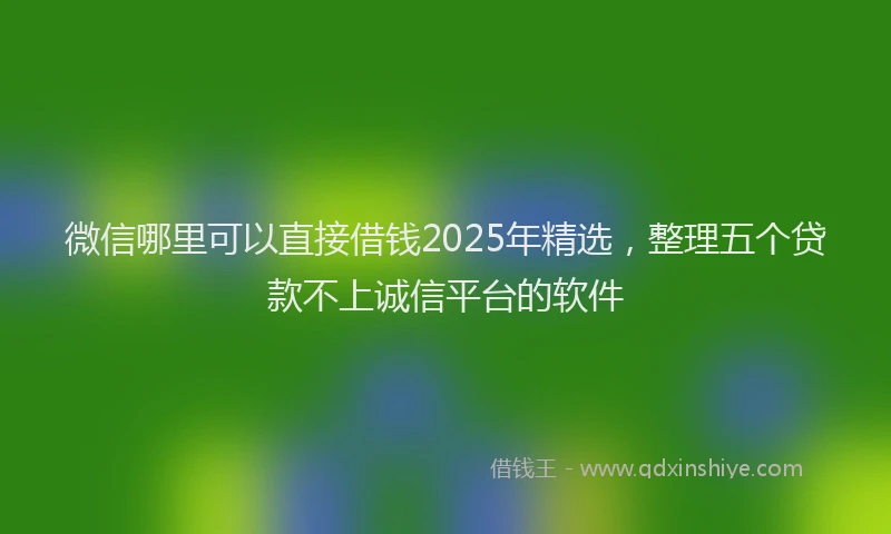 微信哪里可以直接借钱2025年精选，整理五个贷款不上诚信平台的软件