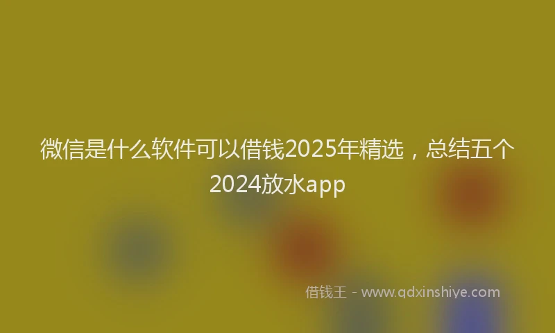 微信是什么软件可以借钱2025年精选，总结五个2024放水app